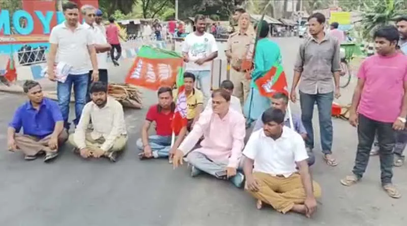 BJP workers on road to implement bandh in Moyna | Sangbad Pratidin