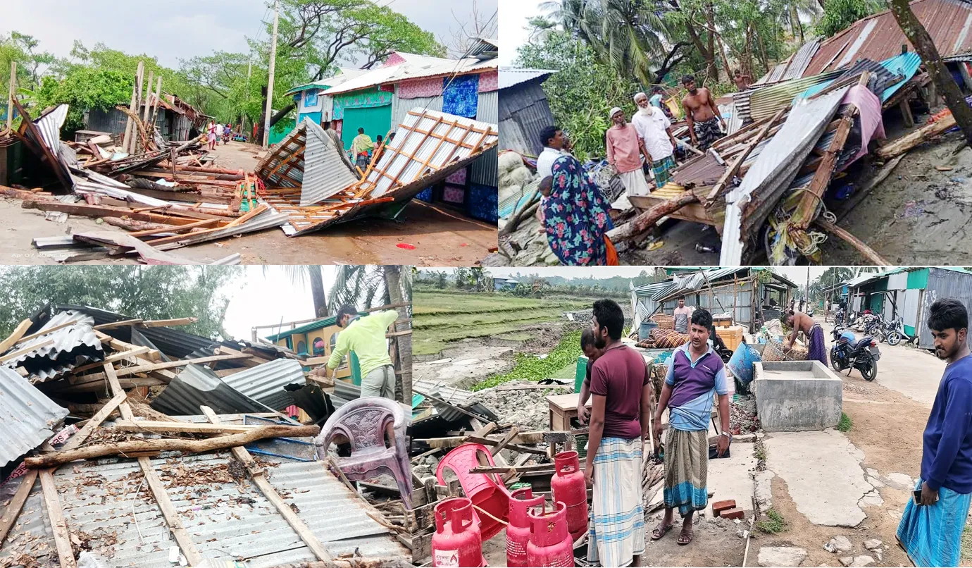 কালবৈশাখী ঝড়ে লন্ডভন্ড মনপুরা উপকূল, বিধ্বস্ত ৩ শতাধিক ঘর-বাড়ি, আহত-১১ |  দৈনিক ভোলার বাণী