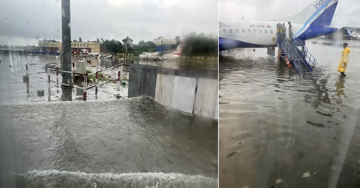 জলমগ্ন কলকাতা বিমানবন্দর, জলে পরপর দাঁড়িয়ে বিমান