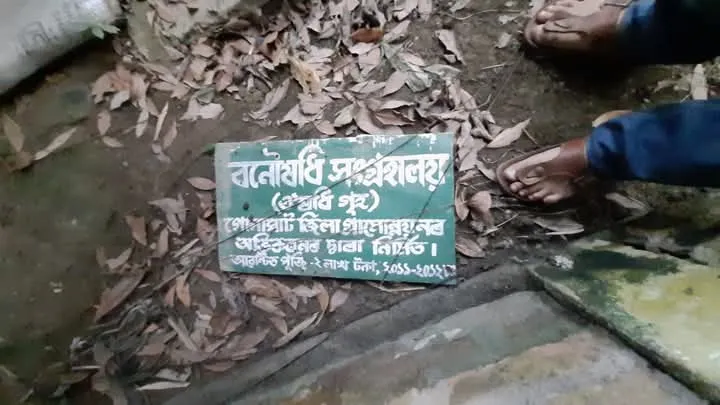 বনৌষধি সংগ্ৰহালয়- এইদৰেই পৰি ভাঙি পৰি আছে সংগ্ৰহালয়ৰ ব'ৰ্ড