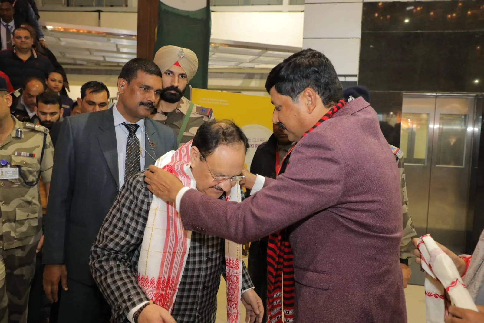 J P Nadda arrives in Assam 