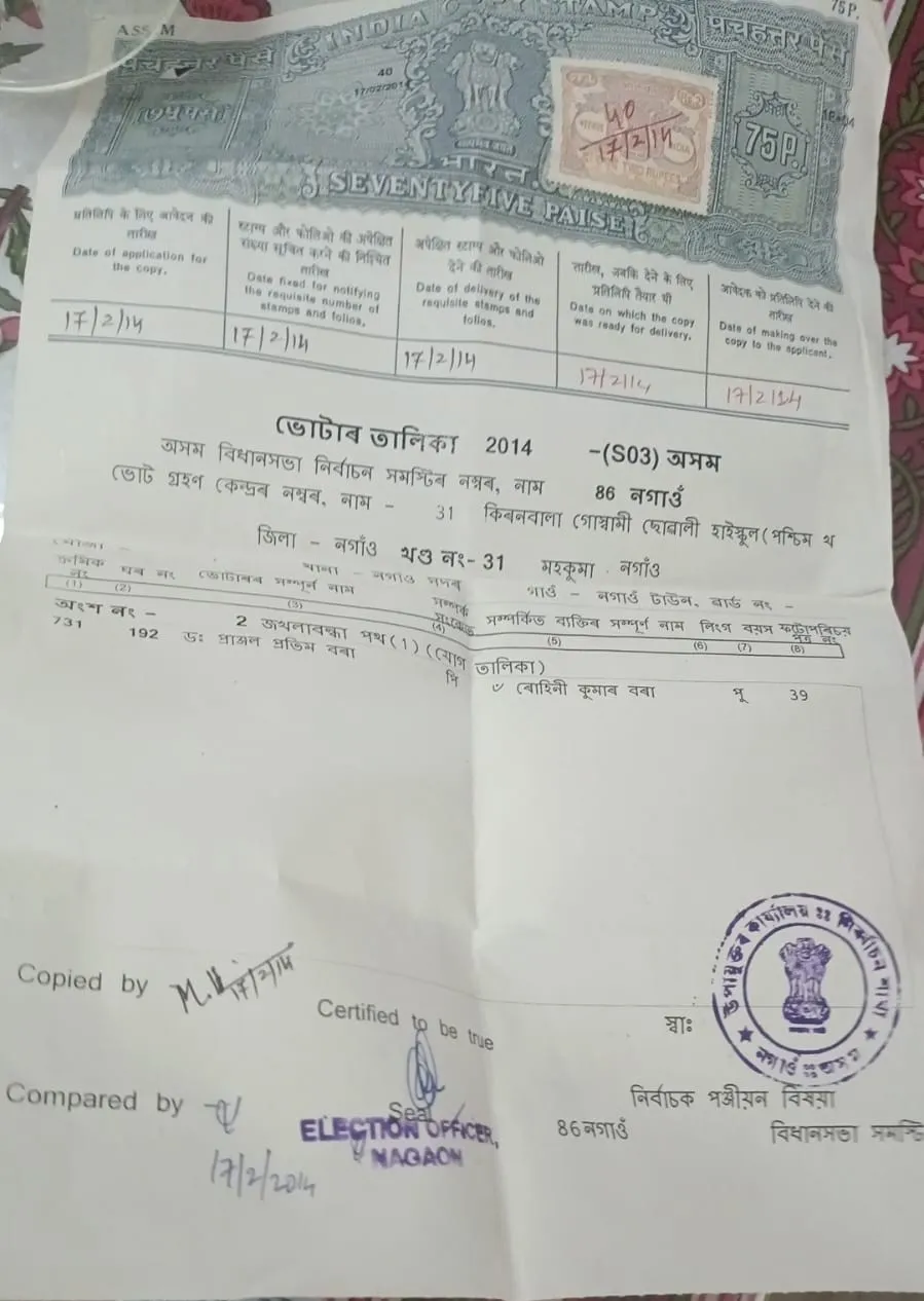 ২০১৪ লোকসভা নিৰ্বাচনৰ ভোটাৰ তালিকা  