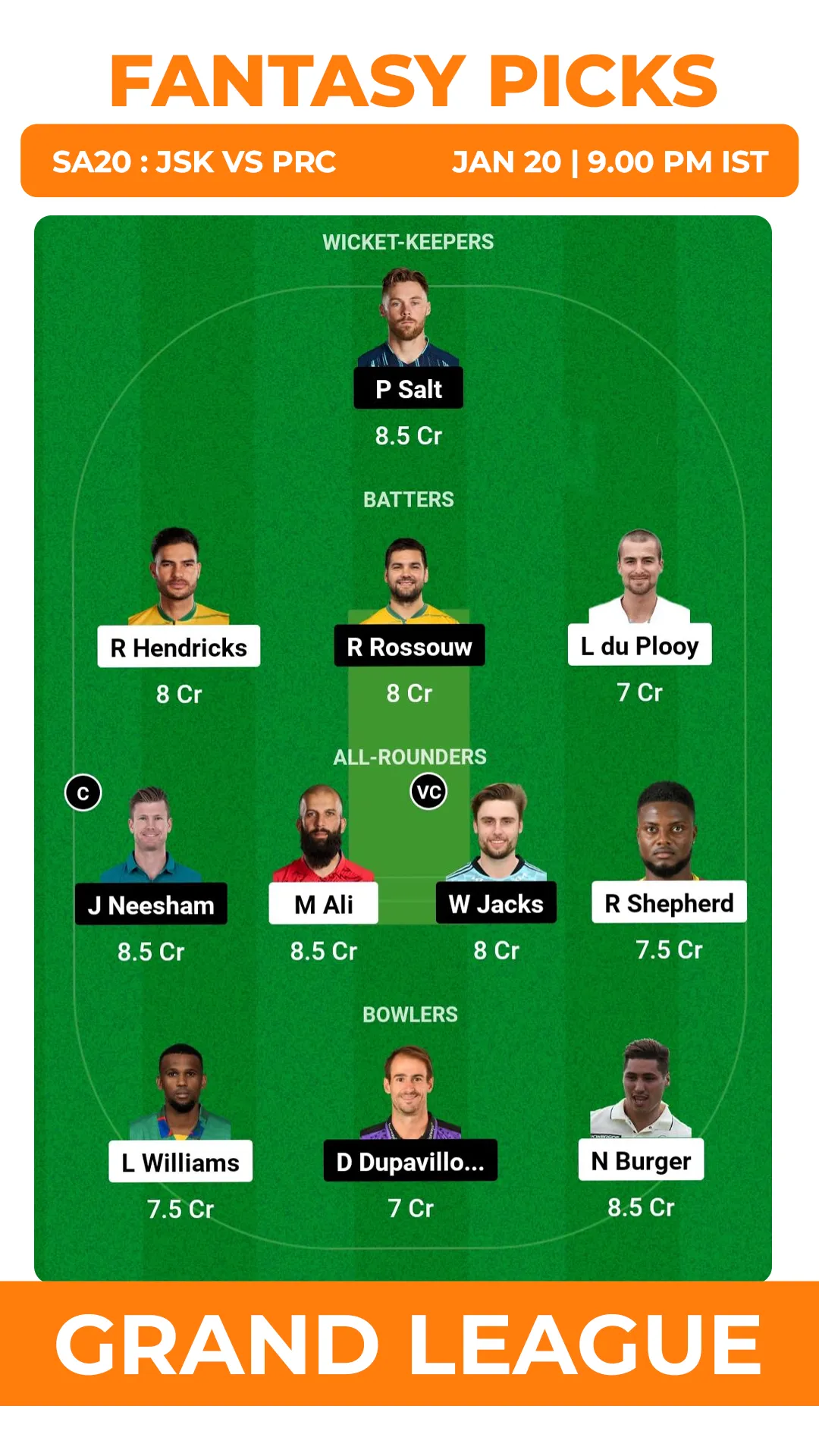 JSK vs PRC Dream11