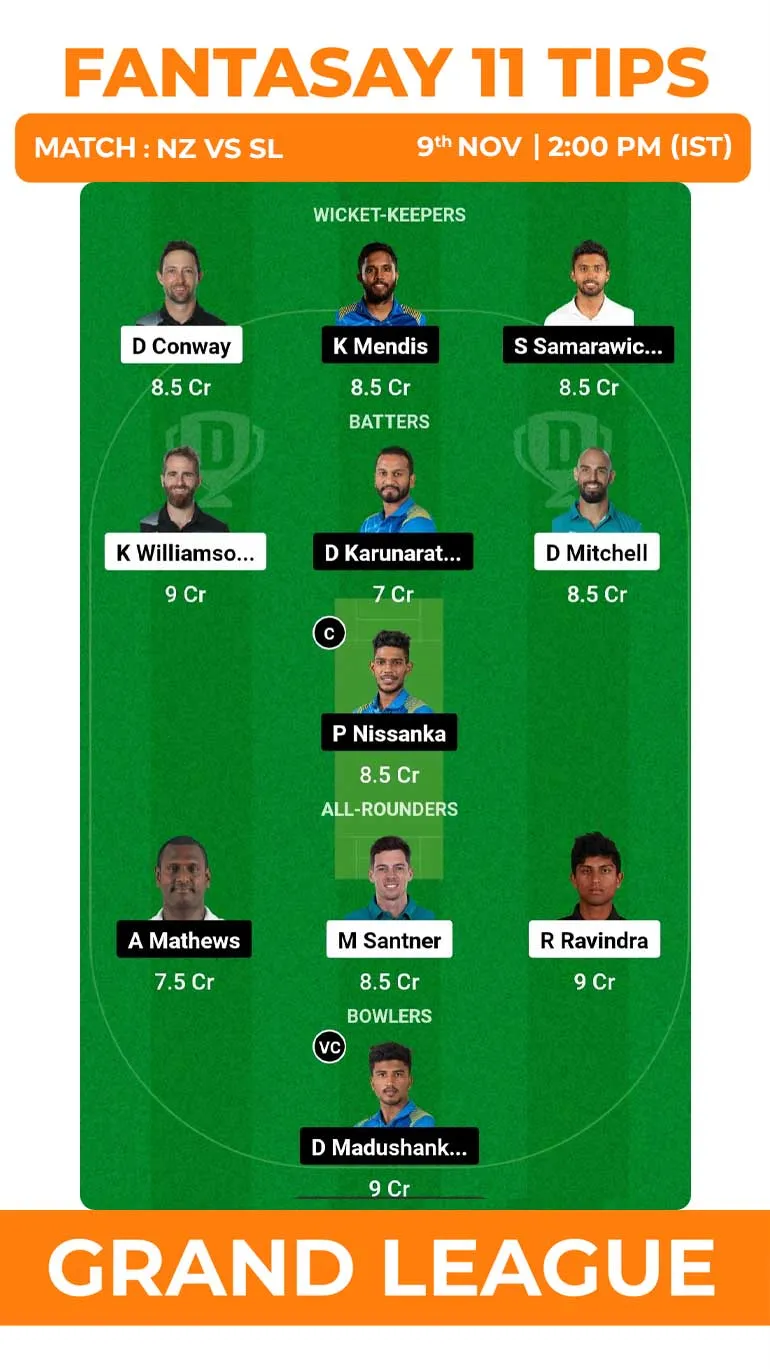 NZ vs SL Dream11