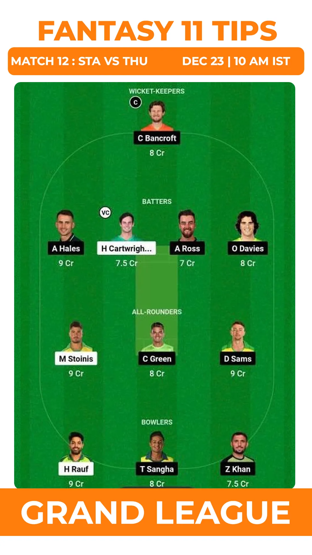 STA vs THU Dream11