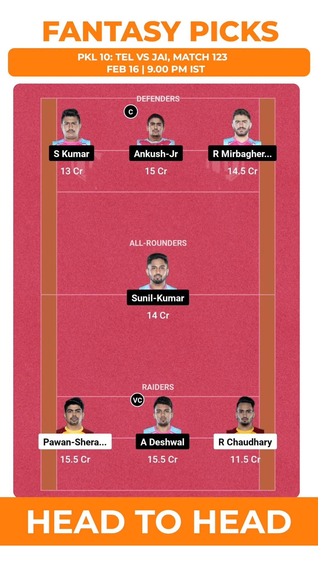 TEL vs JAI Dream11