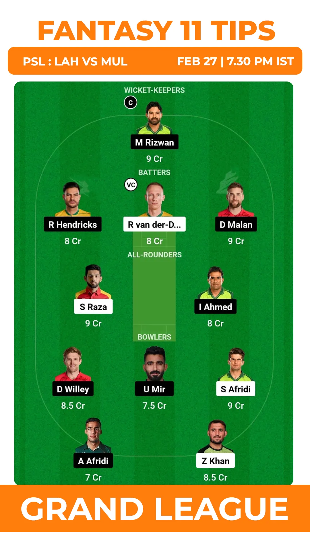 LAH vs MUL Dream11