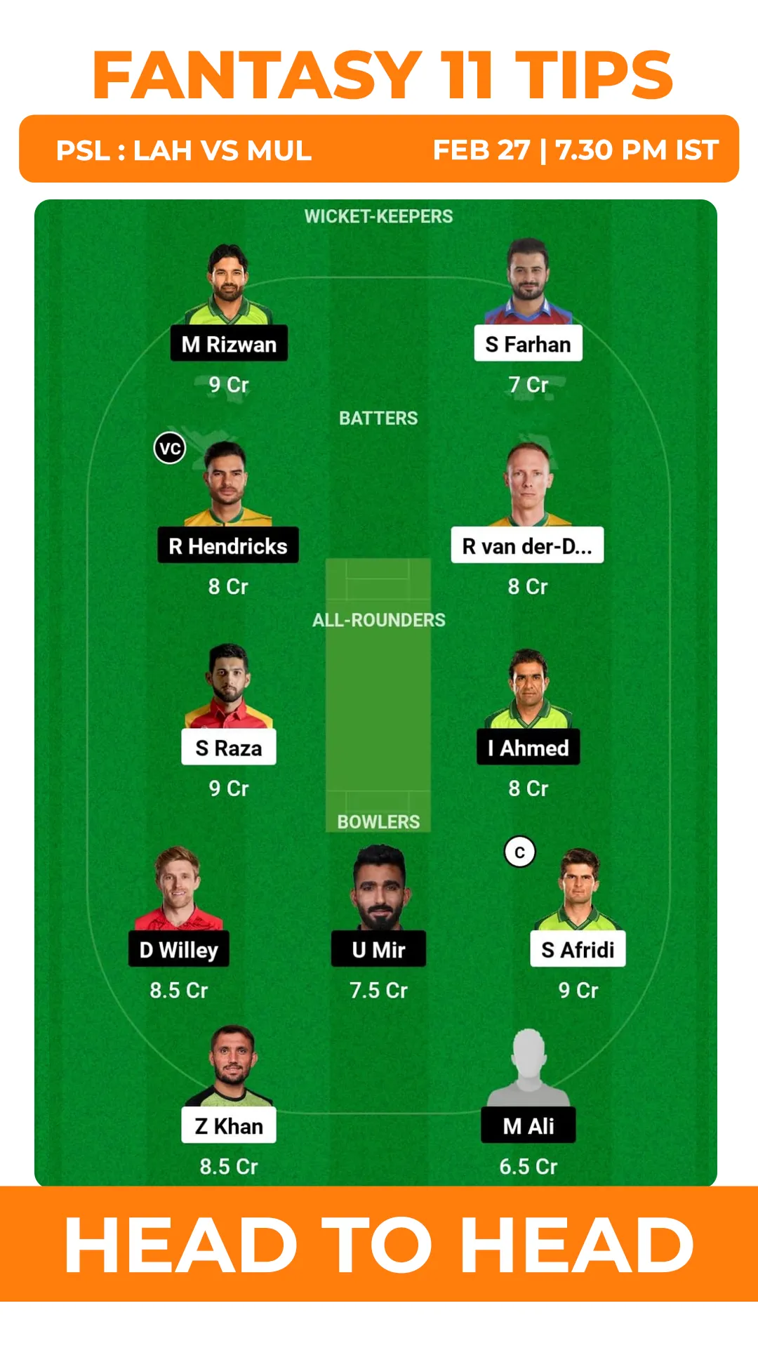 LAH vs MUL Dream11