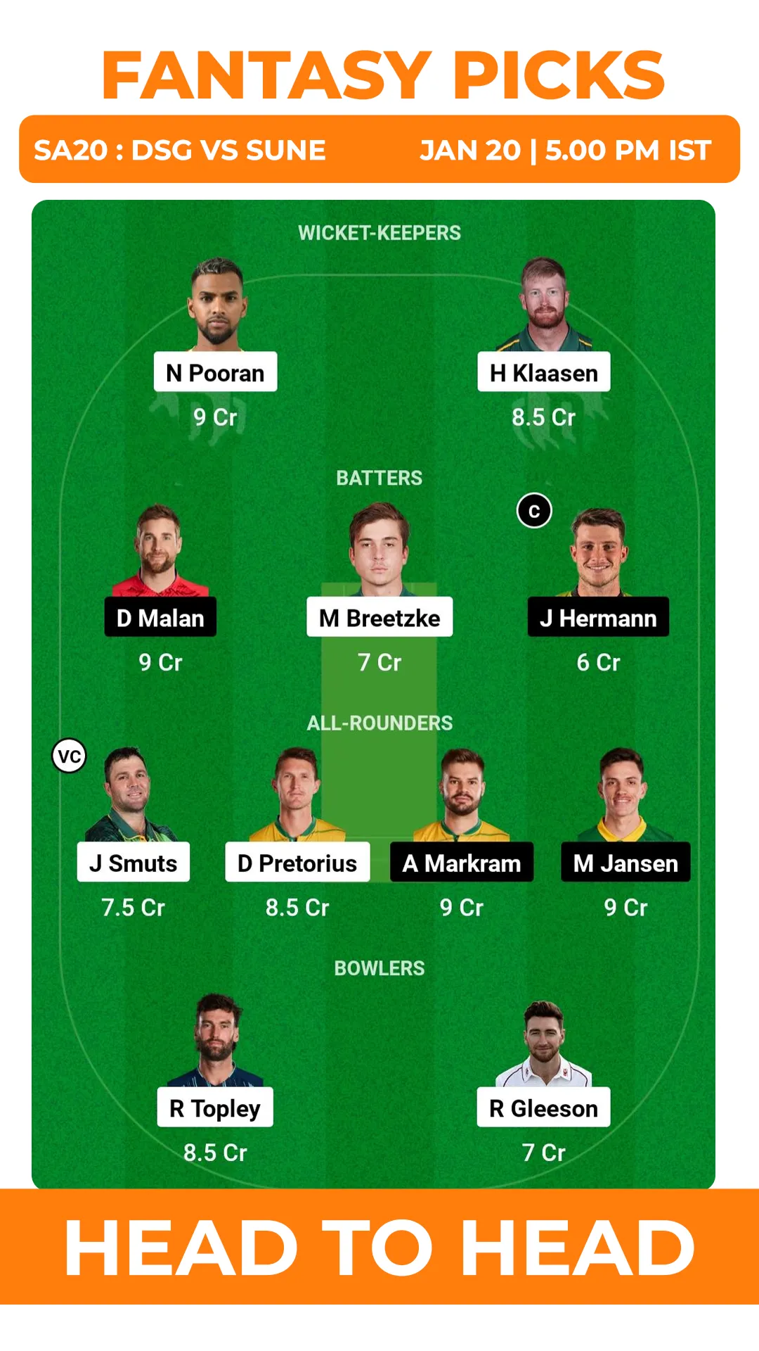 DSG vs SUNE Dream11 