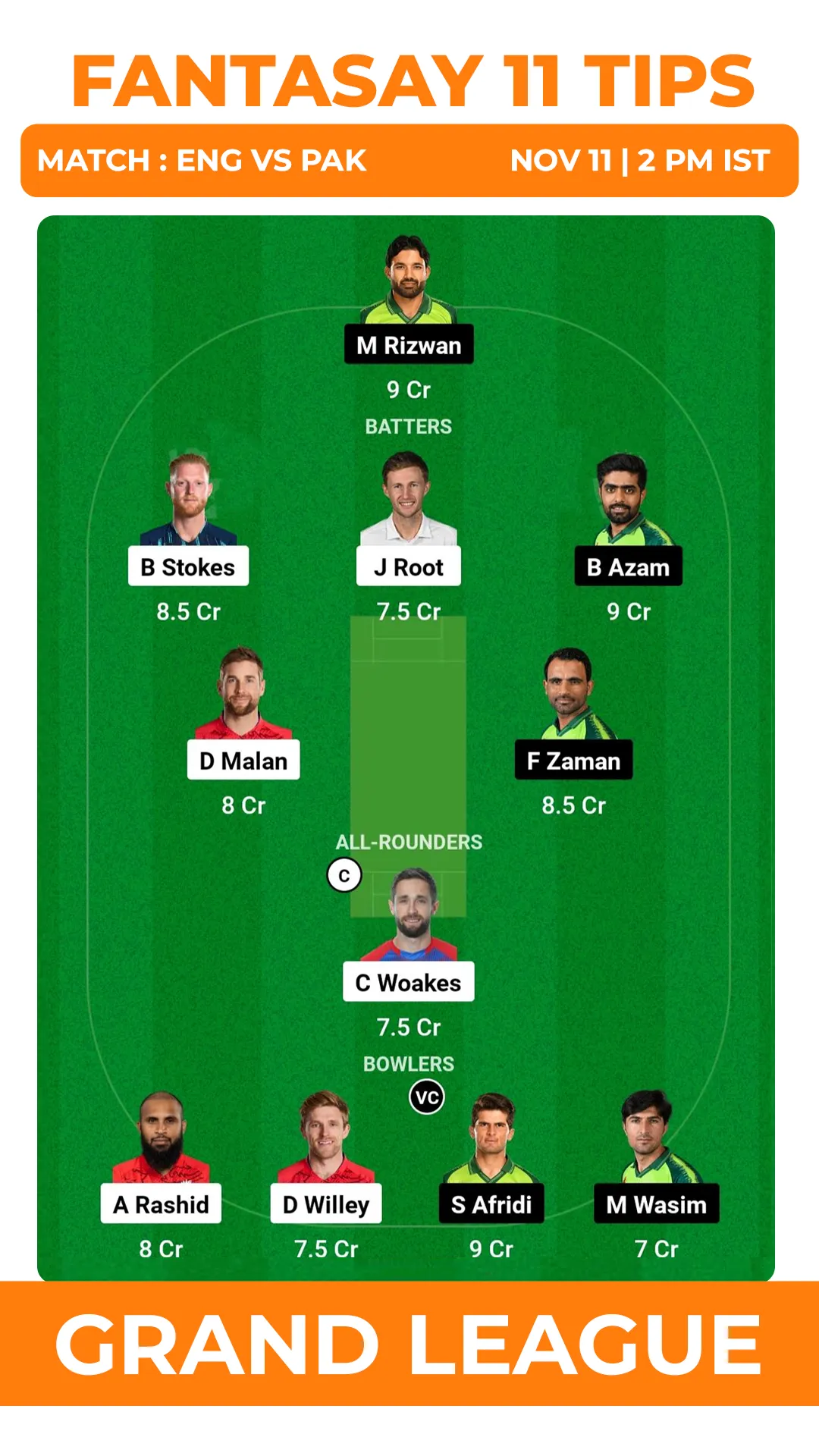 ENG vs PAK Dream11 