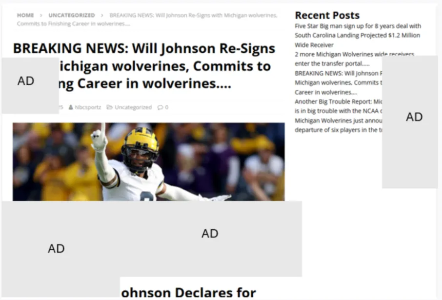 A screenshot of a sports news

Description automatically generated