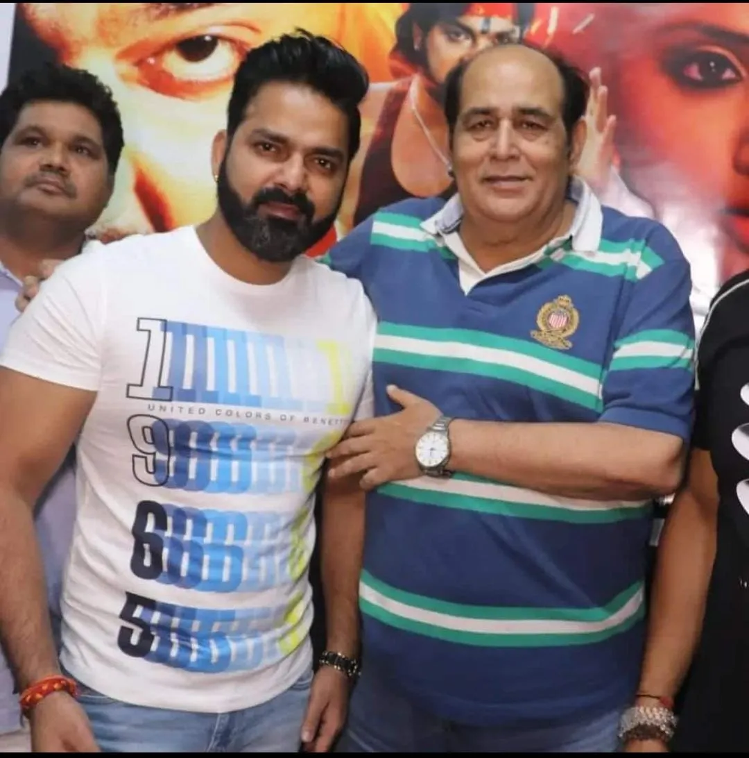 Bhojpuri actor Brijesh Tripathi with Pawan Singh.jpg