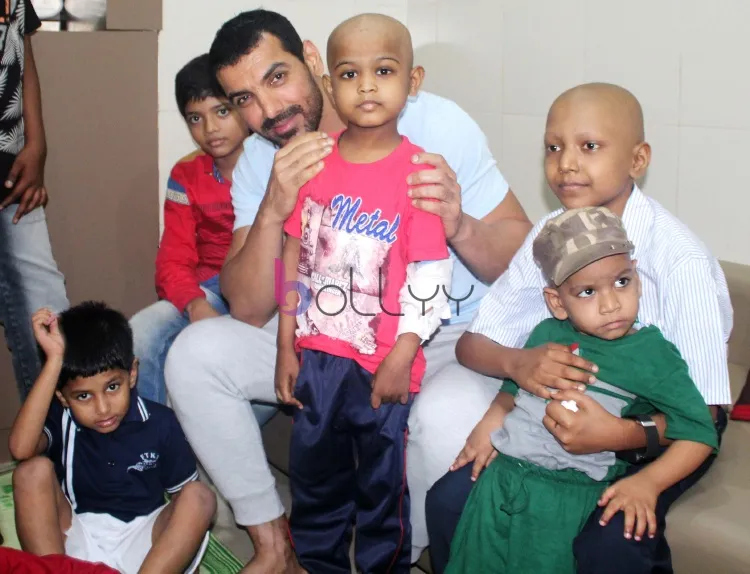 John abraham with patient at Bai Jerbai Wadia Hospital