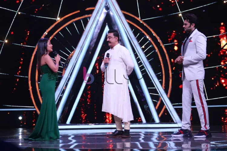 Neha Kakkar, Kamal Haasan and Maniesh Paul 