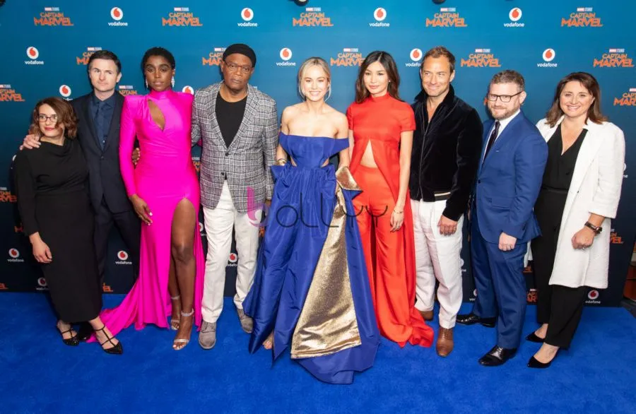 Anna Boden, Ryan Fleck, Lashana Lynch, Samuel L. Jackson, Brie Larson, Gemma Chan, Jude Law, Jonathan Schwartz and Victoria Alonso