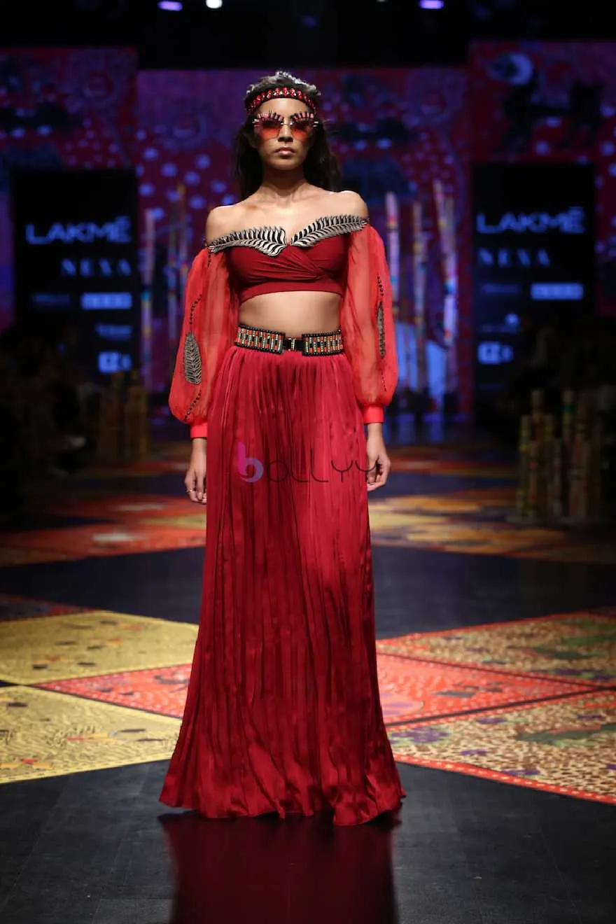 Model walks the ramp during R Elan Presents Shivan & Narresh  show at the Runway by designer -  Shivan Bhatiya & Narresh Kukreja during the Lakme Fashion Week Summer Resort 2019 at Jio Gardens in Mumbai, India on February 2nd, 2019.  Photo : FS Images / Lakme Fashion Week / IMG Reliance