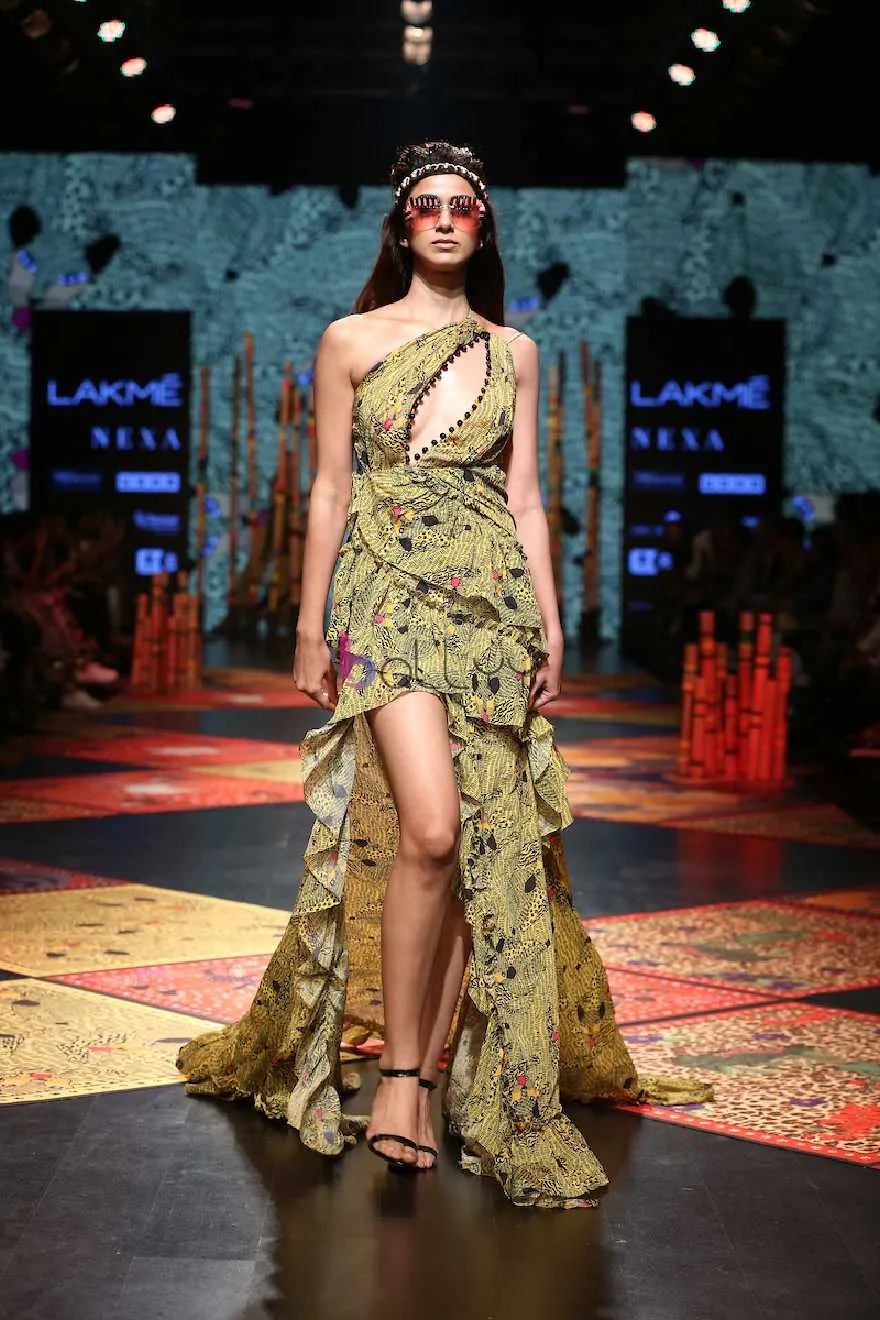 Model walks the ramp during R Elan Presents Shivan & Narresh  show at the Runway by designer -  Shivan Bhatiya & Narresh Kukreja during the Lakme Fashion Week Summer Resort 2019 at Jio Gardens in Mumbai, India on February 2nd, 2019.  Photo : FS Images / Lakme Fashion Week / IMG Reliance