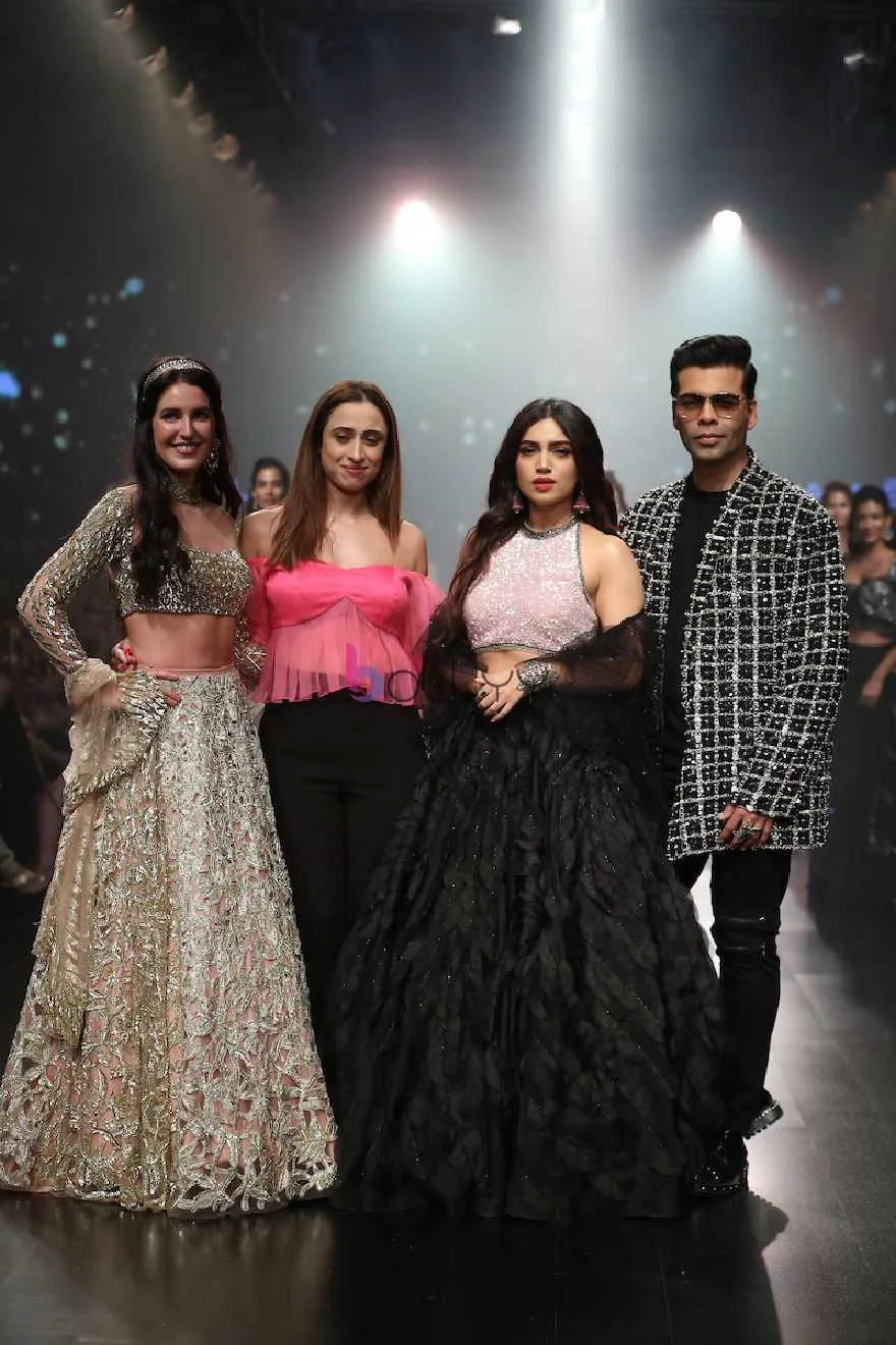 Isabelle Kaif, Bhumi Pednekar and Karan Johar with Designer Shehla Khan