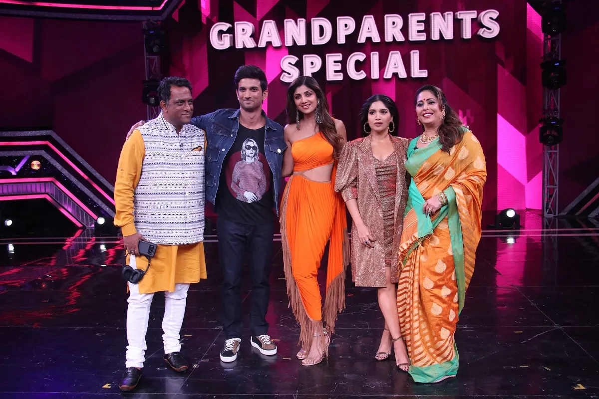 Sushant and Bhumi with super judges of Super Dancer Chapter 3