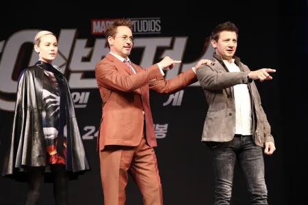 Brie Larson, Robert Downey Jr. and Jeremy Renner
