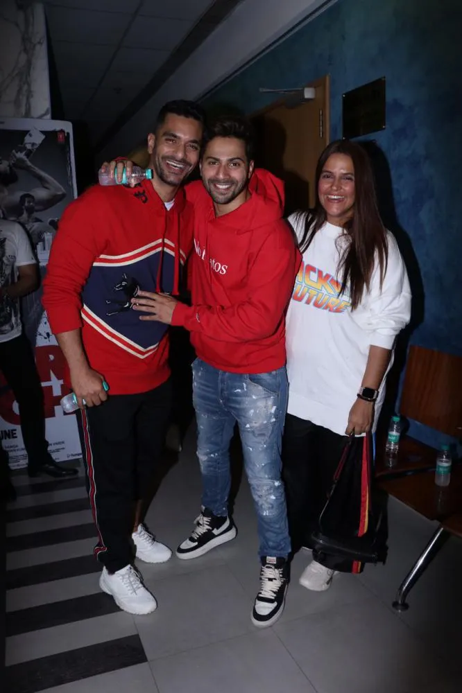 Angad Bedi, Varun Dhawan and Neha Dhupia