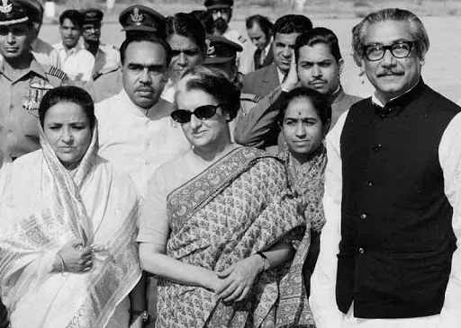 mujibur rehman with indira gandhi