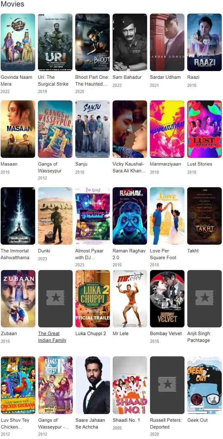 VICKY KAUSHAL MOVIES