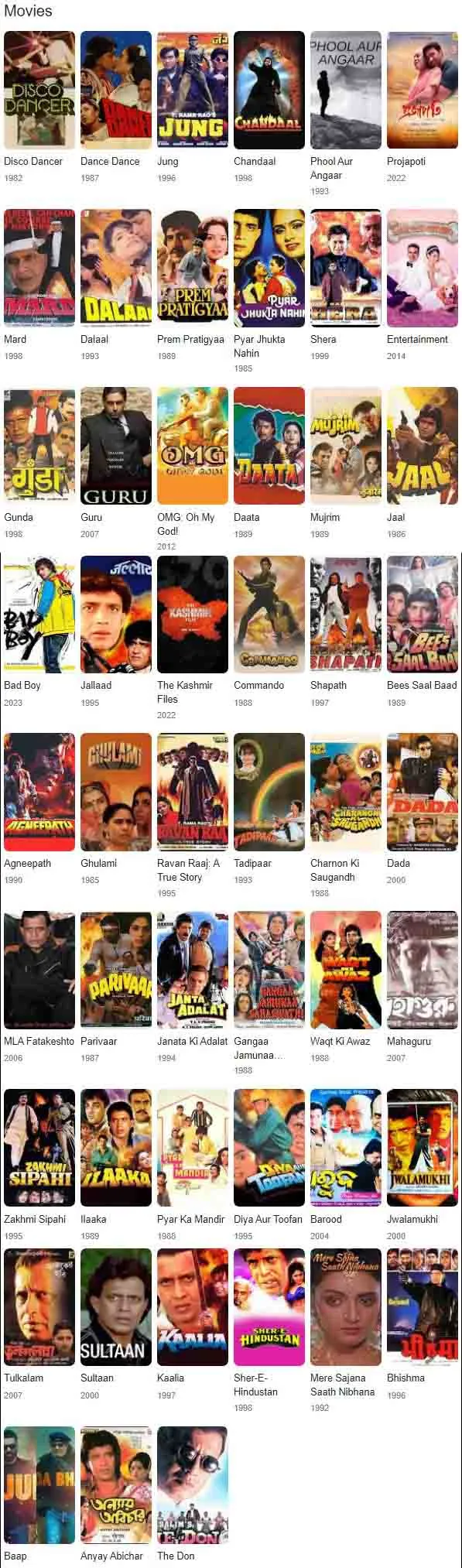 Mithun chakraborty movies collection