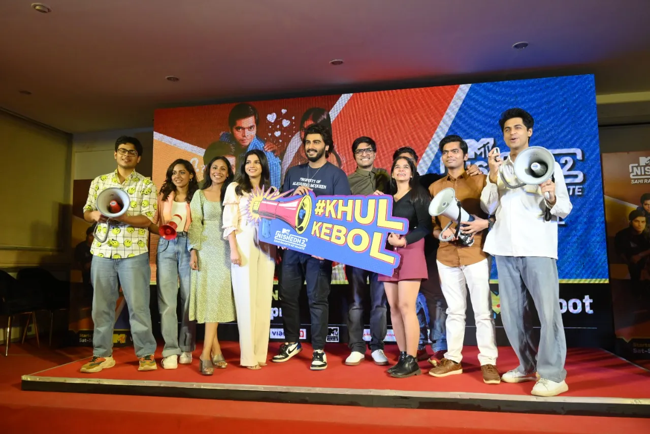 Cause Ambassador Arjun Kapoor & the Cast of MTV Nishedh Season 2 during the launch event in Mumbai