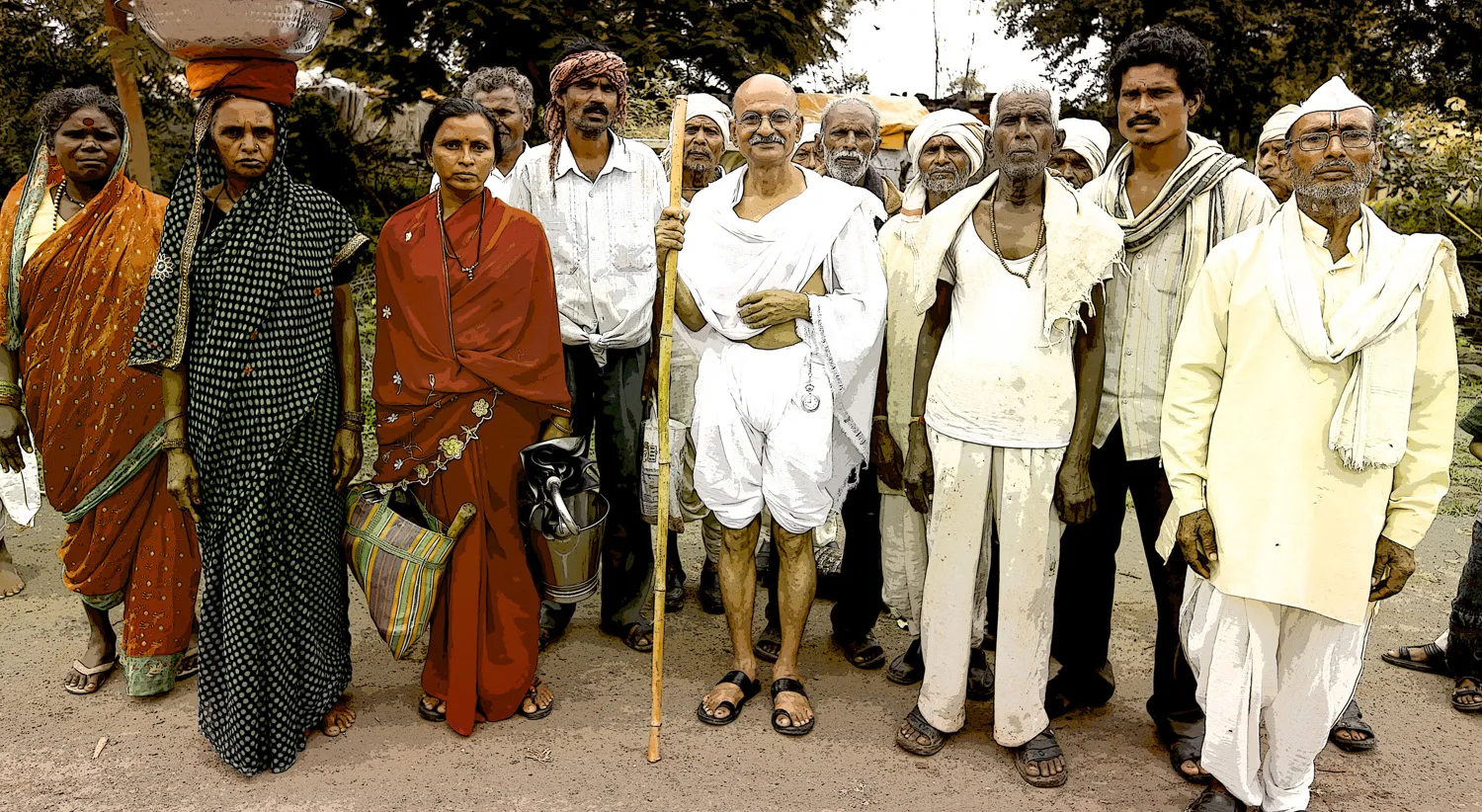 Gandhi with Villagers