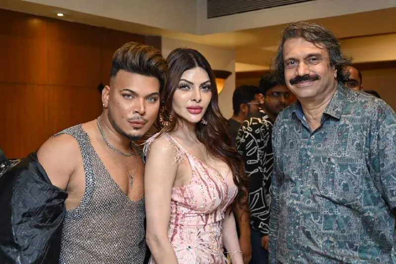 B_B event Sherlyn Chopra with Eshan Masih (left) and Chaitanya Padukone