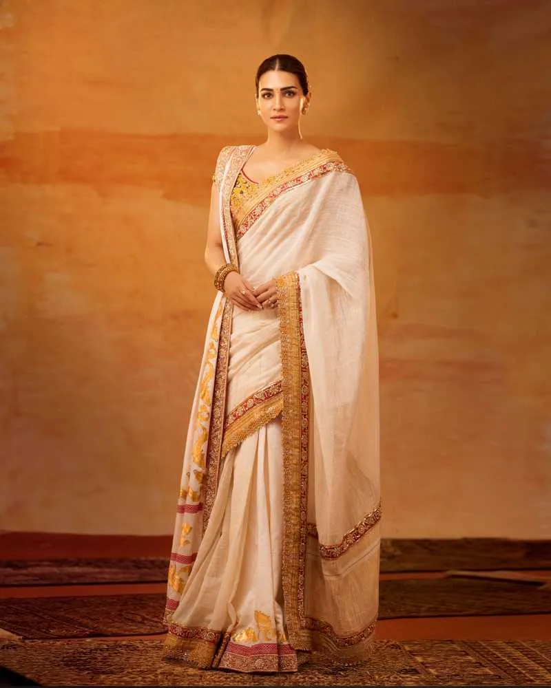 Kriti Sanon wears a double draped saree