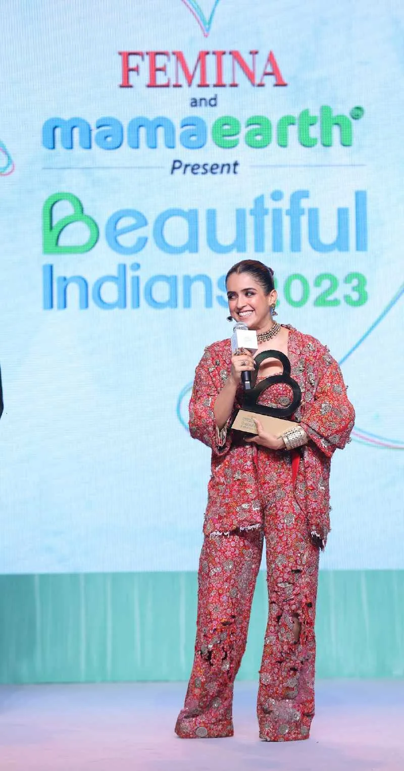 Sanya Malhotra wins Promising Performer (Female) award at 'Femina & Mamaearth present Beautiful Indians 2023' event in Mumbai