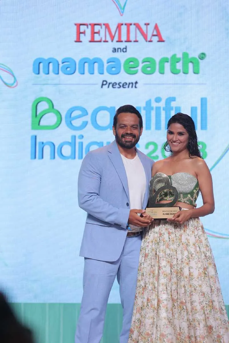 YouTuber and commercial pilot Gaurav Taneja aka Flying Beast along with wife Ritu Rathee Taneja won award at 'Femina & Mamaearth present Beautiful Indians 2023' event in Mumbai