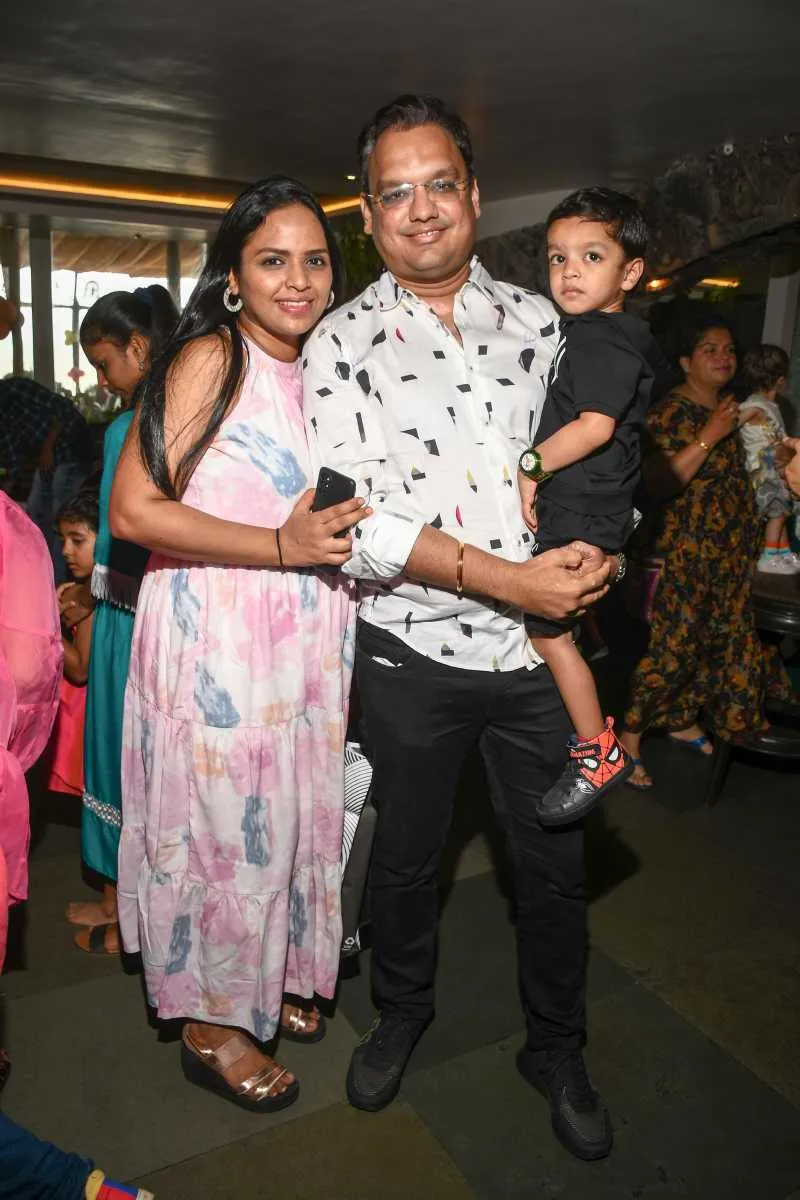 Mayank Lalpuria with his wife and son