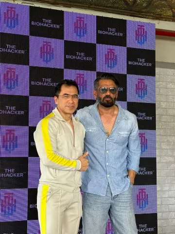 Lalit Dharmani & Suniel Shetty at the launch of The Biohacker