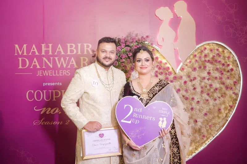 Charvi and Viraj Gandhi - (2nd Runner up) of MDJ Couple No.1 (Season 2) presented by Mahabir Danwar Jewellers held at Fairfield by Marriott, Kolkata.