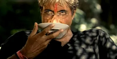 Amitabh B--tea from a saucer