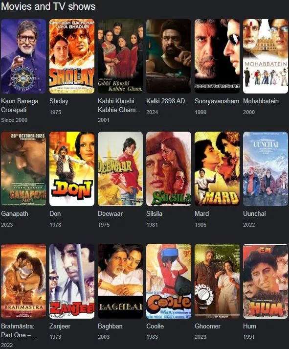 Amitabh Bachchan Filmography