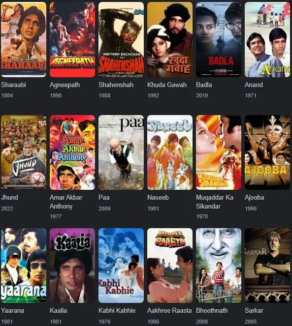 Amitabh Bachchan Filmography