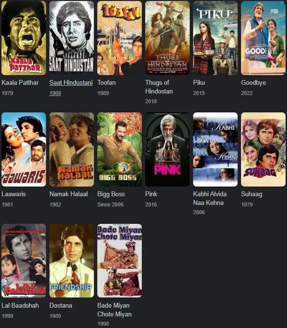 Amitabh Bachchan Filmography