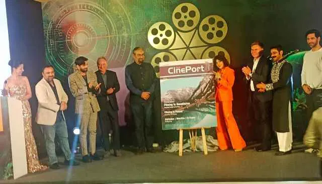 IIFTC 2023 unveiling of CinePort magazine on stae by celebs-winners