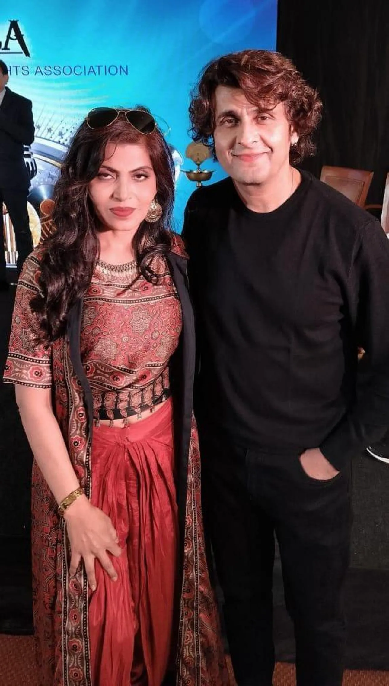 Sonu Nigam with singer-actress Neelam Narayan