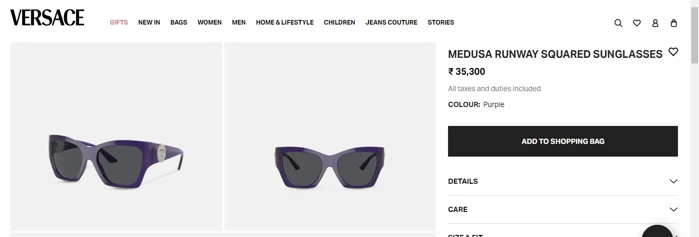 Versace Medusa Runway Square Sunglasses