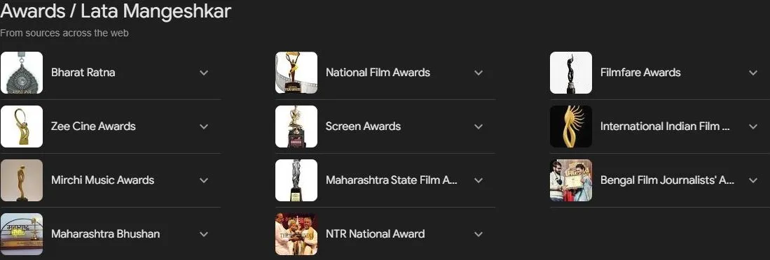 Awards  Lata Mangeshkar