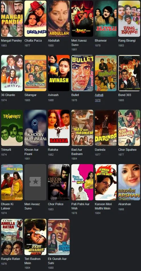 Parveen Babi Filmography