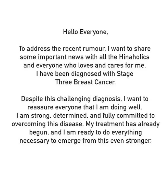 Hina Khan shared the news of breast cancer in June