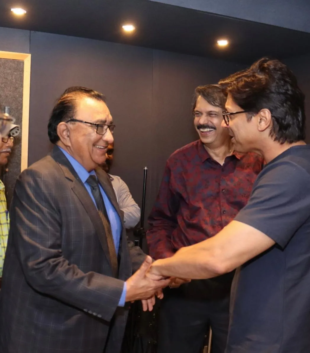 Dir Ashok Tyagi with star singer Shaan and journalist Chaitanya Padukone