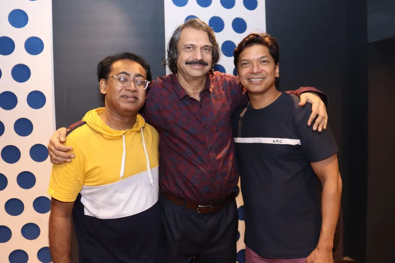 Composer Hriju Roy , and singer Shaan with sr journalist Chaitanya Padukone