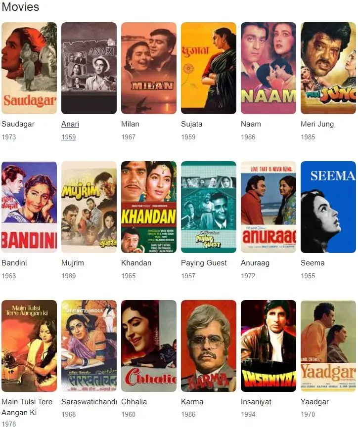 Nutan filmography